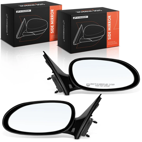 Driver & Passenger Mirror, Power Adjustment, Non-Folding, Smooth Black A-Premium APMI2123