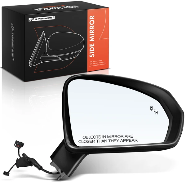 Right Passenger Side Mirror, with Heating, Power Adjustment, Manual Folding, Textured Black A-Premium APMI2499