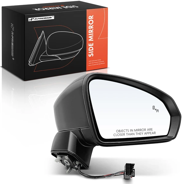 2022-2024 Volkswagen Taos Right Passenger Side Mirror, with Heating, Power Adjustment, Manual Folding, Paintable Black A-Premium APMI2500