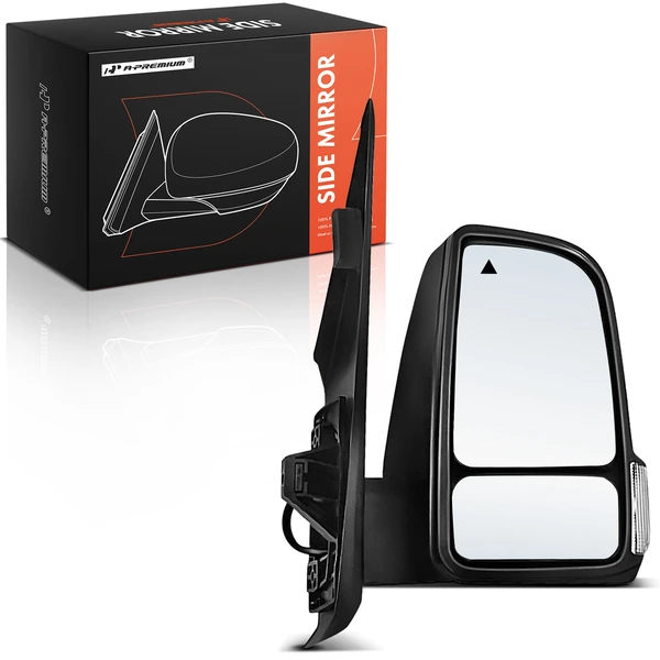 Right Passenger Side Mirror, with Heating, Power Adjustment, Power Folding, Textured Black A-Premium APMI2414TW