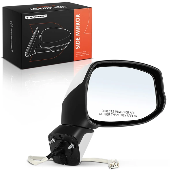 Right Passenger Side Mirror, Powered, with Heated, White & Black A-Premium APMI088
