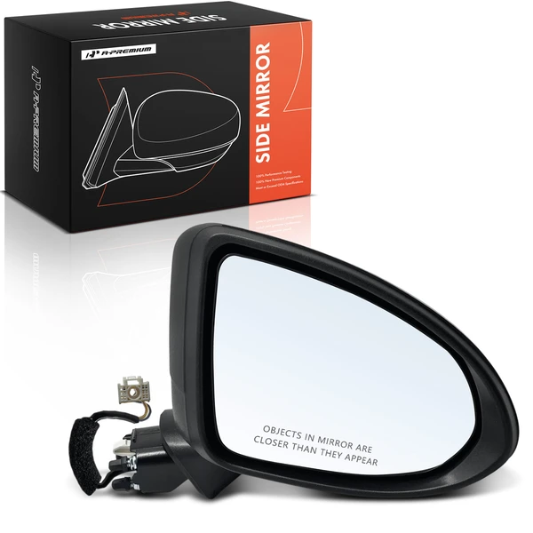Right Passenger Side Mirror Assembly, Power Adjustment, Manual Folding, Smooth Black A-Premium APMI3474TW