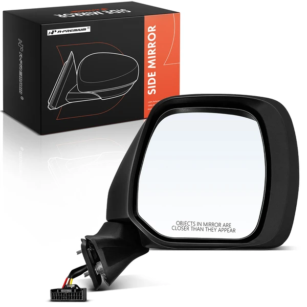 Right Passenger Side Mirror, Powered, with Heated, Smooth Black A-Premium APMI2433TW