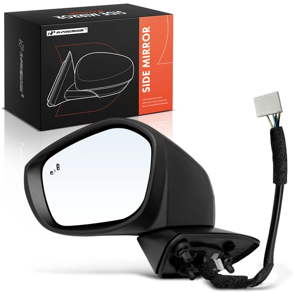 Left Driver Side Mirror, with Heating, Power Adjustment, Manual Folding, Black A-Premium APMI3175TW