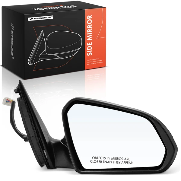Right Passenger Side Mirror, with Heating, Power Adjustment, Manual Folding, Smooth Black A-Premium APMI2421TW