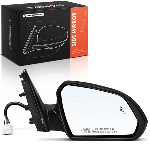 Right Passenger Side Mirror, Powered, with Heated, Smooth Black A-Premium APMI2424TW