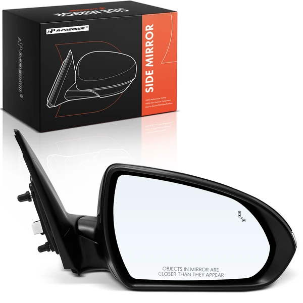 Right Passenger Side Mirror, with Heating, Power Adjustment, Manual Folding, Smooth Black A-Premium APMI2426TW