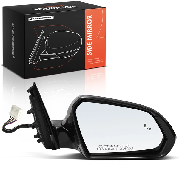 Right Passenger Side Mirror, Powered, with Heated, Smooth Black A-Premium APMI2427TW