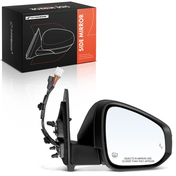 Right Passenger Side Mirror, with Heating, Power Adjustment, Manual Folding, Black A-Premium APMI3180TW