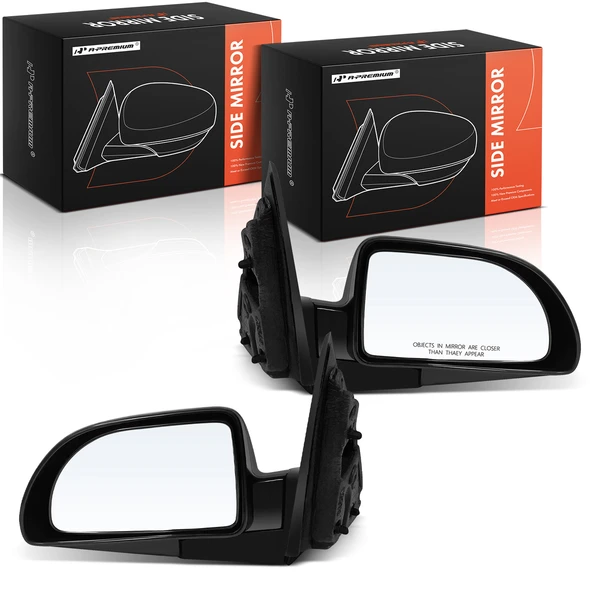 2006-2009 Pontiac Torrent Driver & Passenger Mirror, Power Adjustment, Manual Folding, Smooth Black A-Premium APMI2132