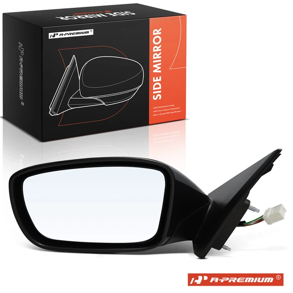 Left Driver Side Mirror, with Heating, Power Adjustment, Manual Folding, Smooth Black A-Premium APMI2446TW