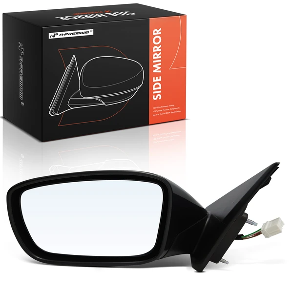 Left Driver Side Mirror, with Heating, Power Adjustment, Manual Folding, Smooth Black A-Premium APMI2446TW