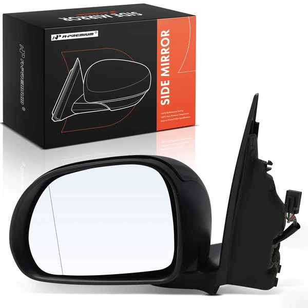 2014-2020 Fiat 500L Left Driver Side Mirror, Powered, with Heated, Smooth Black A-Premium APMI2442TW