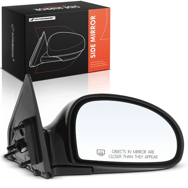 Right Passenger Side Mirror, with Heating, Power Adjustment, Manual Folding, Smooth Black A-Premium APMI2810TW