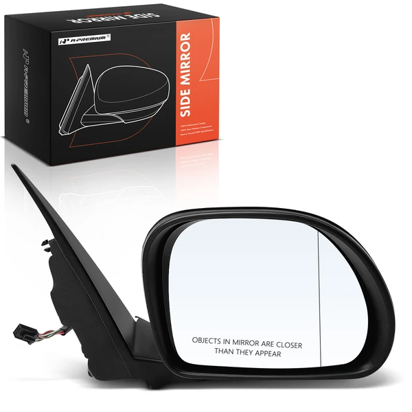 2014-2020 Fiat 500L Right Passenger Side Mirror, Powered, with Heated, Smooth Black A-Premium APMI2449TW