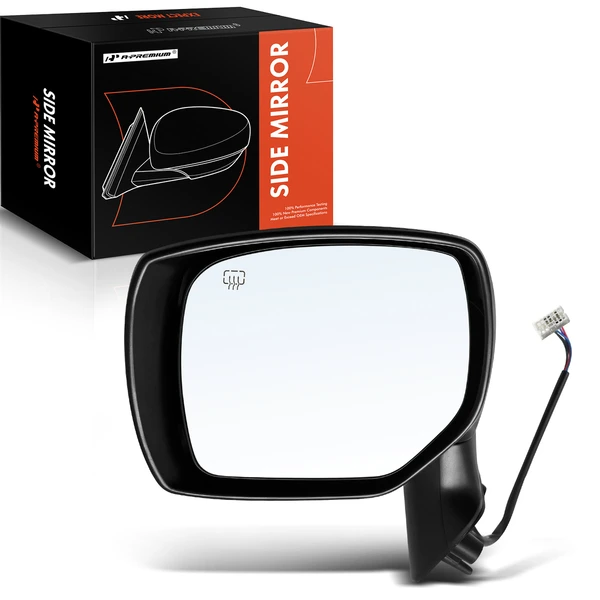 Left Driver Side Mirror, with Heating, Power Adjustment, Manual Folding, Smooth Black A-Premium APMI685
