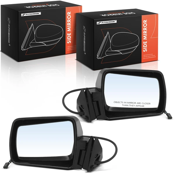 Driver & Passenger Mirror, Power Adjustment, Manual Folding, Paintable Black A-Premium APMI2909TW
