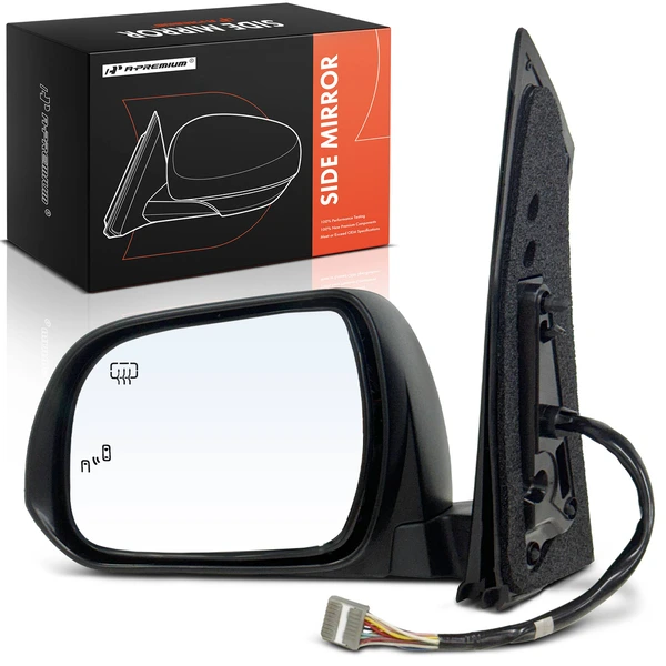 2013-2014 Toyota Sienna Left Driver Side Mirror, with Heating, Power Adjustment, Power Folding, Gloss Black A-Premium APMI2145