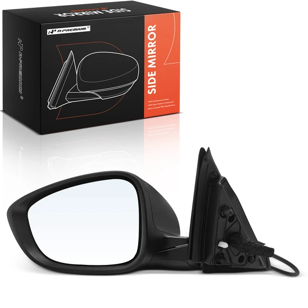 Front Left Driver Side Mirror, Power Adjustment, Manual Folding, Smooth Black A-Premium APMI2528