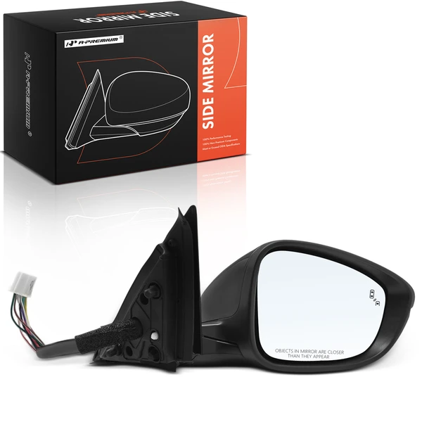 2018-2022 Honda Accord Front Right Passenger Side Mirror, Powered, with Heated, Smooth Black A-Premium APMI2529