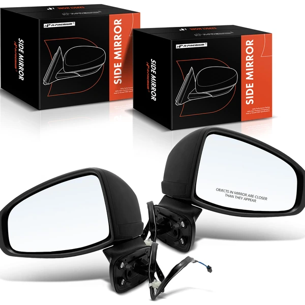 Driver & Passenger Mirror, Power Adjustment, Manual Folding, Smooth Black A-Premium APMI1548TW
