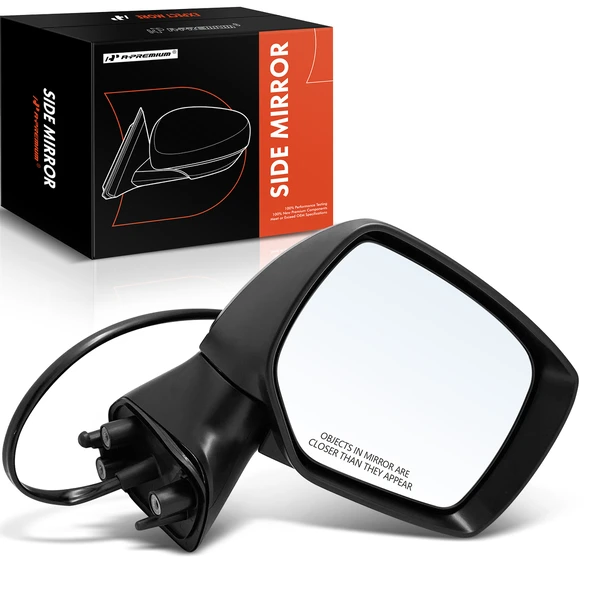Right Passenger Side Mirror, with Heating, Power Adjustment, Manual Folding, Smooth Black A-Premium APMI689