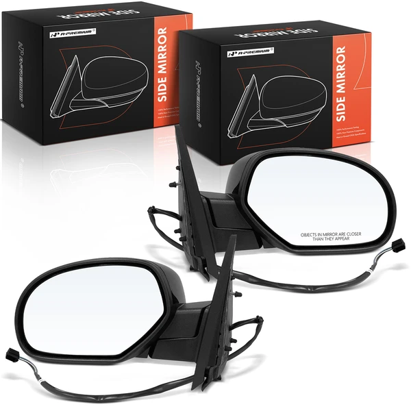 2007-2013 GMC Sierra 1500 Driver & Passenger Mirror, Powered, with Heated, Gloss Black A-Premium APMI2146