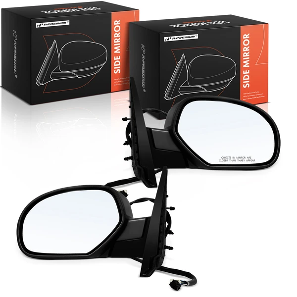 2007-2010 GMC Sierra 3500 HD Driver & Passenger Mirror, Powered, with Heated, Gloss Black A-Premium APMI2150