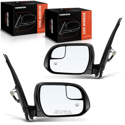 2 Pcs Driver & Passenger Smooth Black Mirror with Heated