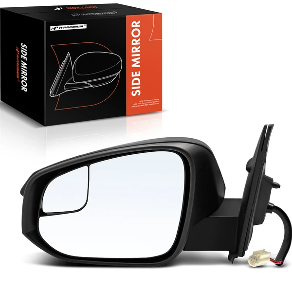 Left Driver Side Mirror, Powered, Textured Black A-Premium APMI694