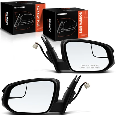 2 Pcs Driver & Passenger Smooth Black Mirror with Heated