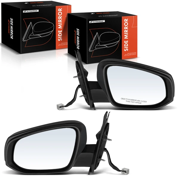 Driver & Passenger Mirror, with Heating, Power Adjustment, Manual Folding, Textured Black A-Premium APMI1553TW
