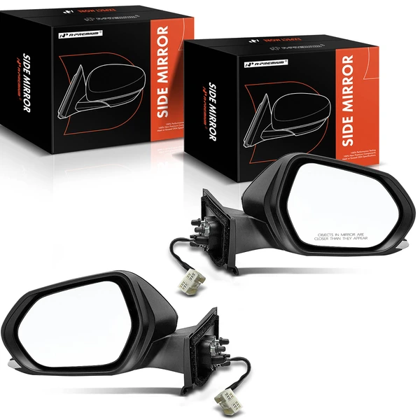 Driver & Passenger Mirror, Powered, with Heated, Smooth Black A-Premium APMI1558TW