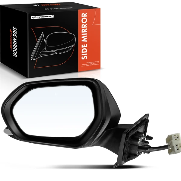 Left Driver Side Mirror, with Heating, Power Adjustment, Manual Folding, Smooth Black A-Premium APMI712