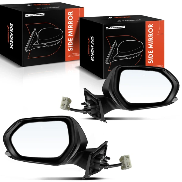 Driver & Passenger Mirror, with Heating, Power Adjustment, Manual Folding, Smooth Black A-Premium APMI1560TW