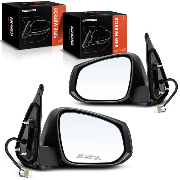 Driver & Passenger Mirror, with Heating, Power Adjustment, Manual Folding, Smooth Black A-Premium APMI1561TW