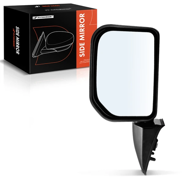 Left Driver Side Mirror, Manual Adjustment, Manual Folding, Smooth Black A-Premium APMI1563TW