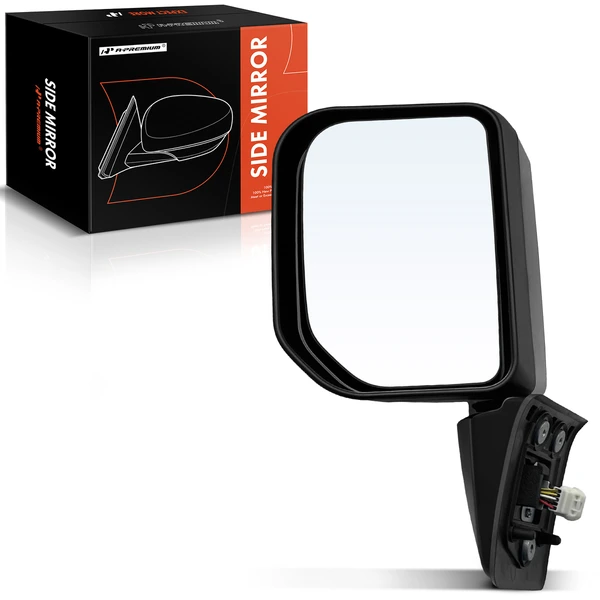 Left Driver Side Mirror, Power Adjustment, Manual Folding, Gloss Black A-Premium APMI1564TW
