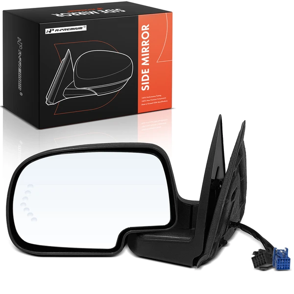 Left Driver Side Mirror, Powered, with Heated, Smooth Black A-Premium APMI2153