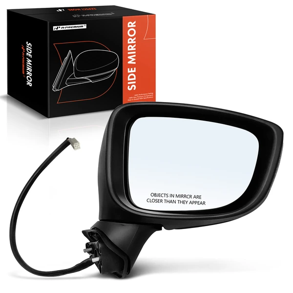 Right Passenger Side Mirror, Powered, with Heated, Smooth Black A-Premium APMI1567TW