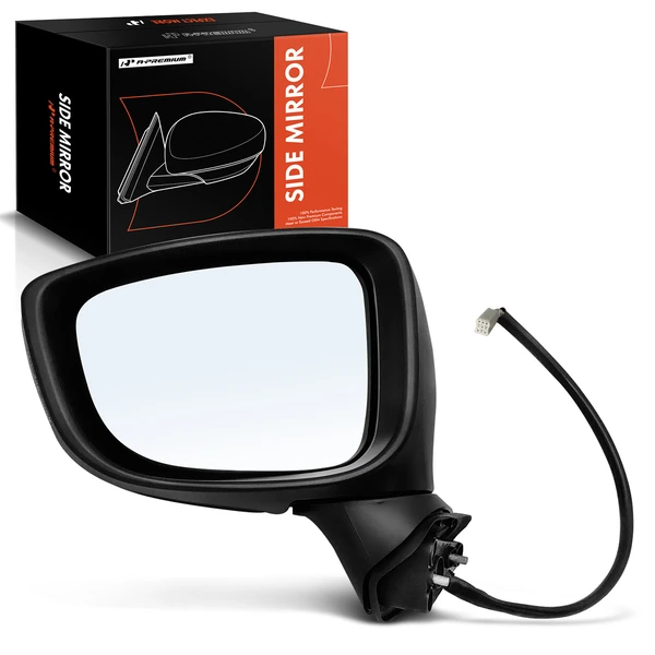 Left Driver Side Mirror, Powered, with Heated, Smooth Black A-Premium APMI1568TW