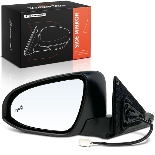 2015 Toyota Camry Left Driver Side Mirror, with Heating, Power Adjustment, Manual Folding, Smooth Black A-Premium APMI2156