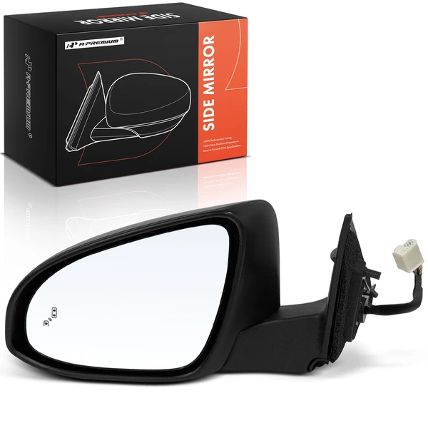 Left Driver Side Mirror, with Heating, Power Adjustment, Manual Folding, Smooth Black A-Premium APMI2161
