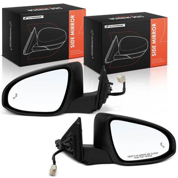 Driver & Passenger Mirror, with Heating, Power Adjustment, Manual Folding, Smooth Black A-Premium APMI2160