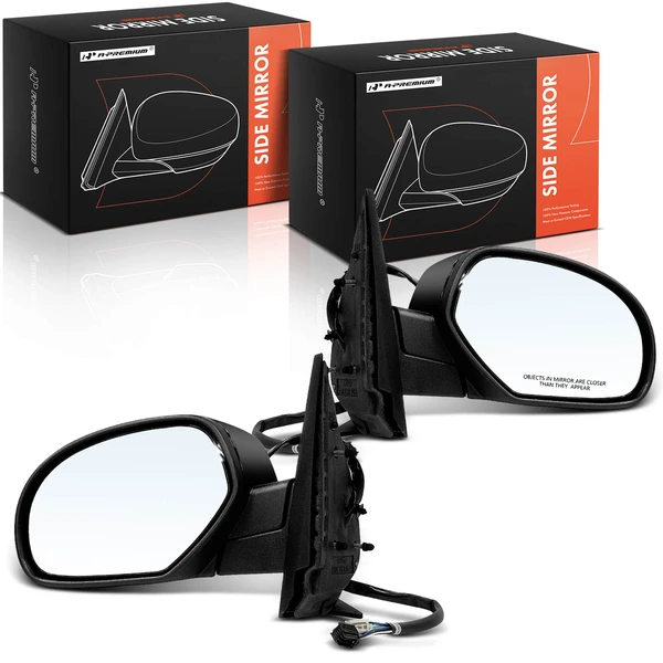 2007-2013 Chevrolet Avalanche Driver & Passenger Mirror, Powered, with Heated, Gloss Black A-Premium APMI2162