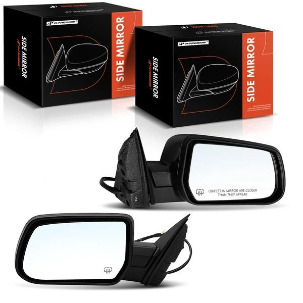2010-2011 GMC Terrain Driver & Passenger Mirror, Powered, with Heated, Smooth Black A-Premium APMI1579TW