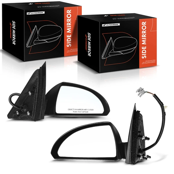 Driver & Passenger Mirror, Power Adjustment, Non-Folding, Smooth Black A-Premium APMI1580TW