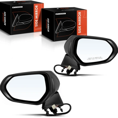 2 Pcs Driver & Passenger Smooth Black Mirror with Heated