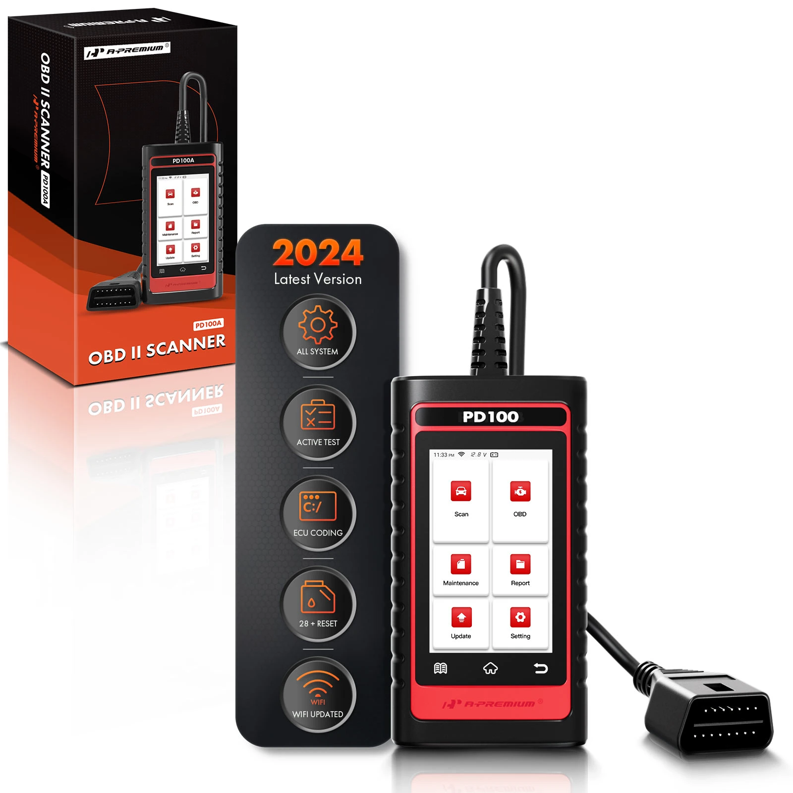 The A-premium A-Premium 2024 PD100A Elite Pro OBD2 Scanner, Full Systems Diagnostic Tool for Audi VW Audi Skoda Seat Engine EPB ABS Image 
