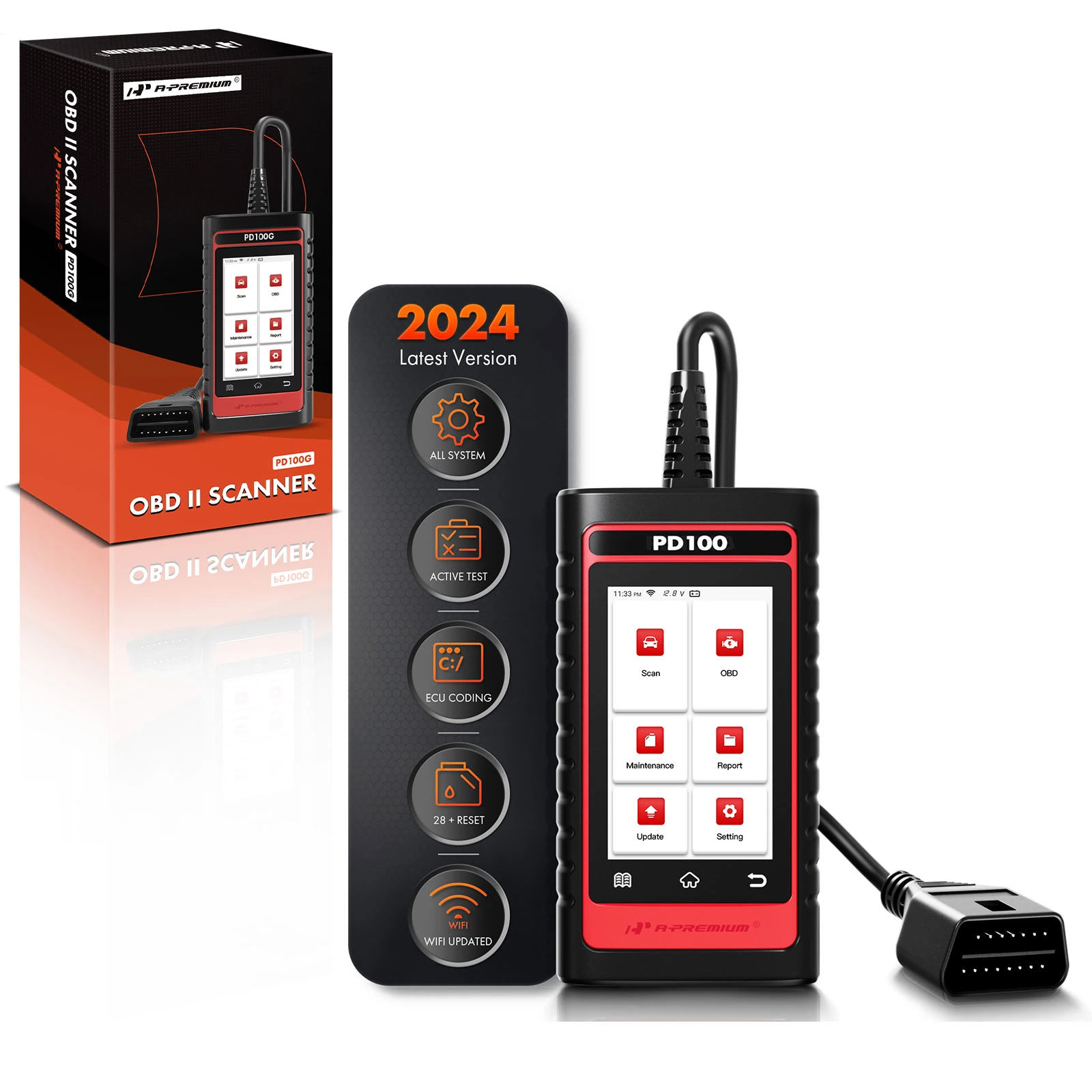 The A-premium A-Premium 2024 PD100G Elite Pro OBD2 Scanner, Full Systems Diagnostic Tool for Chevy GMC Buick Cadillac All Reset Image 